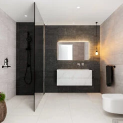 Badkamermeubel BWS Madrid Carrara Mat 120 Cm Solid Surface Wastafel Rechts (0 Kraangaten, 2 Lades)