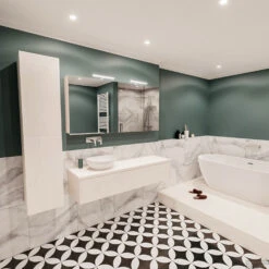 Badkamermeubel BWS Madrid Wit 150 Cm Met Topblad En Keramische Waskom Links (0 Kraangaten) -Geberiter Meubels Geschaft badmeubel bws madrid 150 cm waskom wit links 1ld 0krg detail2