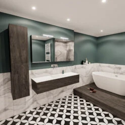 Badkamermeubel BWS Madrid Dark Brown 150x45x30 Cm Mat Witte Solid Surface Wastafel (0 Kraangaten) 10 Badkamermeubel BWS Madrid Dark Brown 150x45x30 Cm Mat Witte Solid Surface Wastafel (0 Kraangaten) -Geberiter Meubels Geschaft badmeubel bws madrid 150 dark brown 1ld 0krg detail2