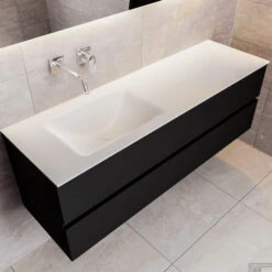 Badkamermeubel Solid Surface BWS Oslo 150x45 Cm Mat Zwart Urban Links (0 Kraangaten)