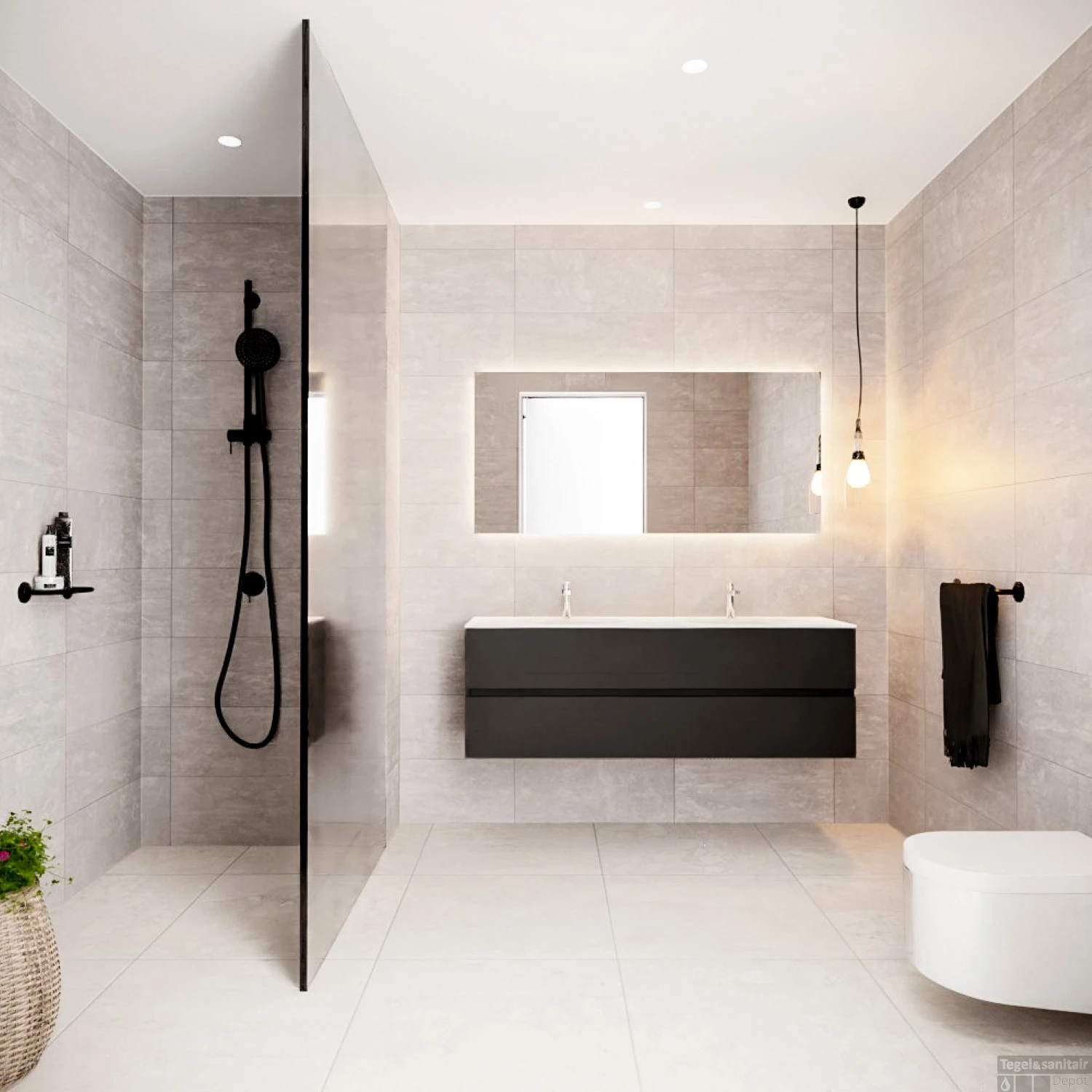 Badkamermeubel Solid Surface BWS Stockholm 150x45 Cm Mat Zwart Urban Dubbel (2 Kraangaten) 5 Badkamermeubel Solid Surface BWS Stockholm 150x45 Cm Mat Zwart Urban Dubbel (2 Kraangaten) - Afbeelding 3