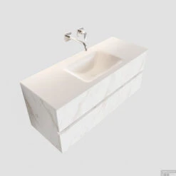 Badkamermeubel BWS Valencia Carrara Mat 120 Cm Solid Surface Wastafel (0 Kraangaten, 2 Lades) -Geberiter Meubels Geschaft badmeubel bws valencia 120 keramiek midden 0krg shop