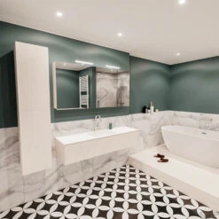 Badkamermeubel BWS Madrid Wit 150x45x30 Cm Mat Witte Solid Surface Wastafel (1 Kraangat) -Geberiter Meubels Geschaft badmeubel bws wit 150 cm 1ld 1krg detail2