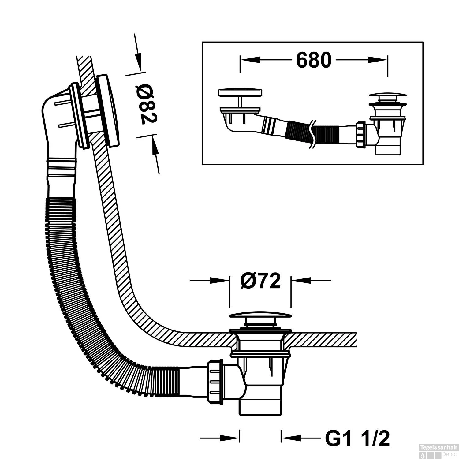 Badplugafvoer Tres Complementos Met Overloop RVS 4 Badplugafvoer Tres Complementos Met Overloop RVS - Afbeelding 2