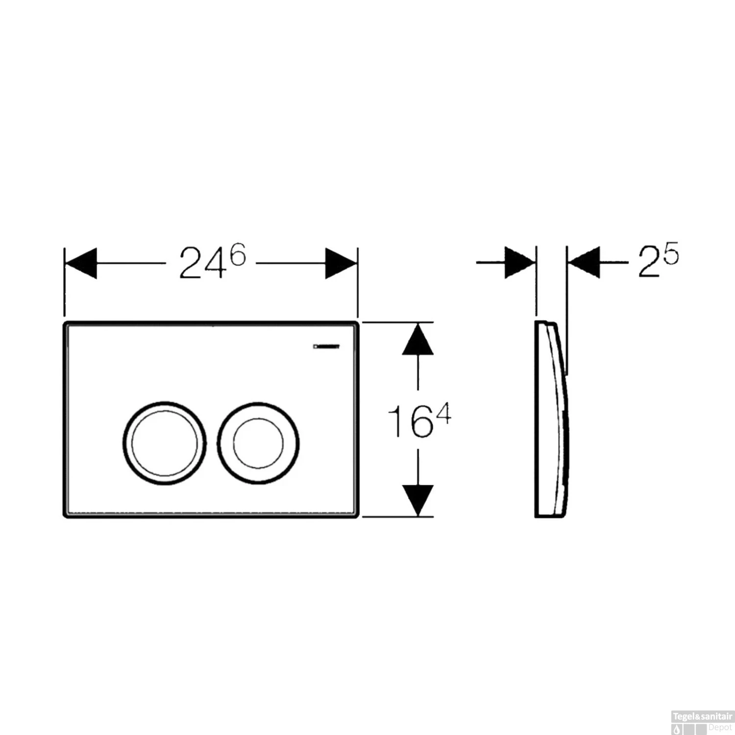 Bedieningsplaat Geberit Delta 25 Frontbediening Mat Wit 3 Bedieningsplaat Geberit Delta 25 Frontbediening Mat Wit - Afbeelding 2