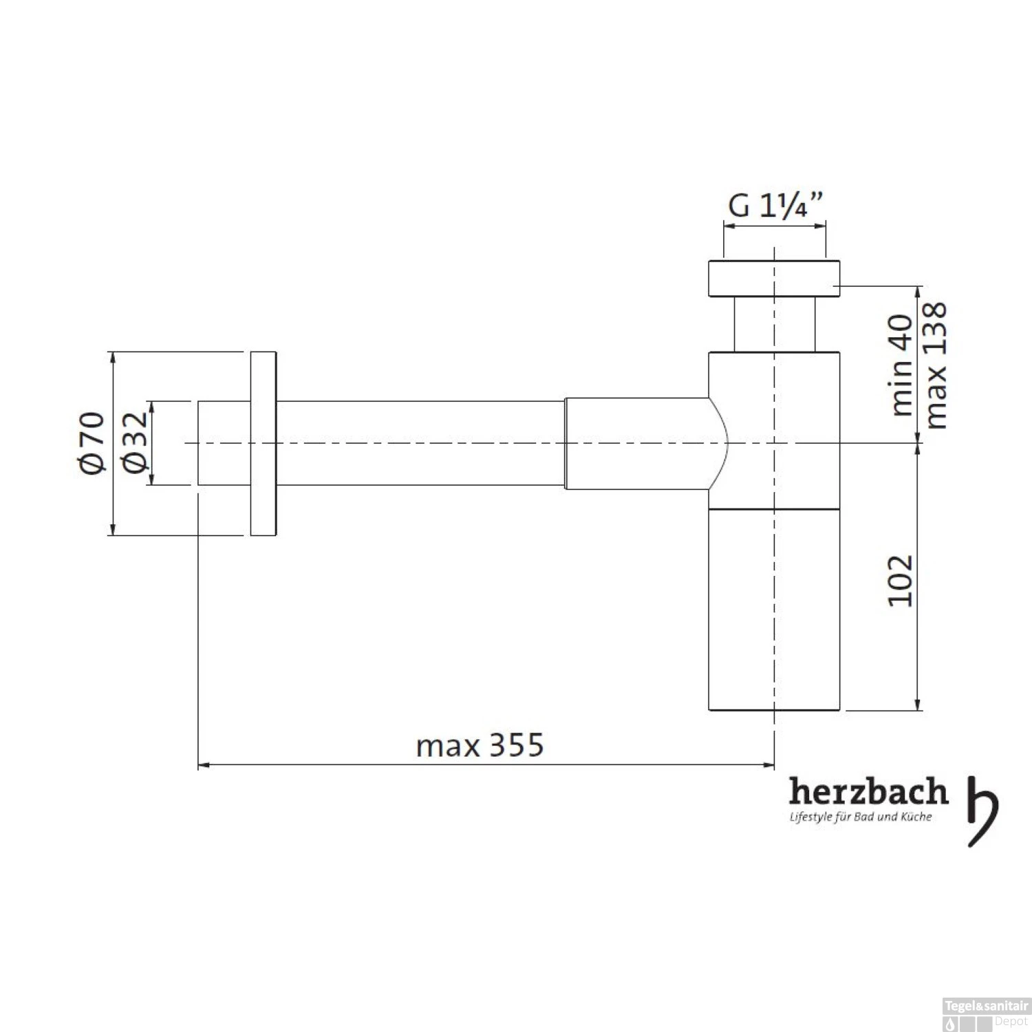 Bekersifon Herzbach Living IX 5/4'' Zwart 4 Bekersifon Herzbach Living IX 5/4'' Zwart - Afbeelding 2
