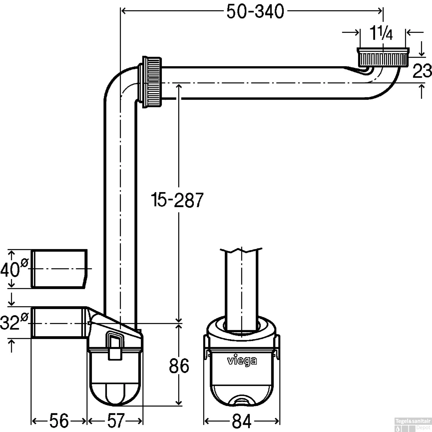 Bekersifon Viega Voor Badkamermeubel Verstelbaar Wit 4 Bekersifon Viega Voor Badkamermeubel Verstelbaar Wit - Afbeelding 2