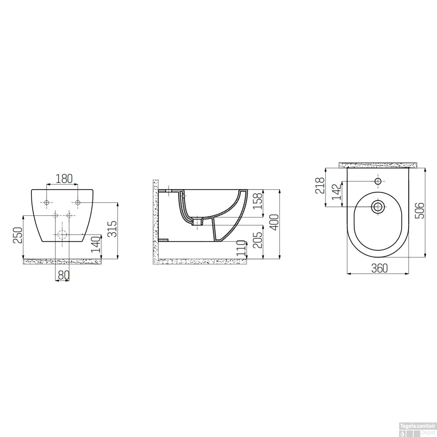Bidet Boss & Wessing Iegol Keramiek Glanzend Wit (Excl Kraan) 4 Bidet Boss & Wessing Iegol Keramiek Glanzend Wit (Excl Kraan) - Afbeelding 2