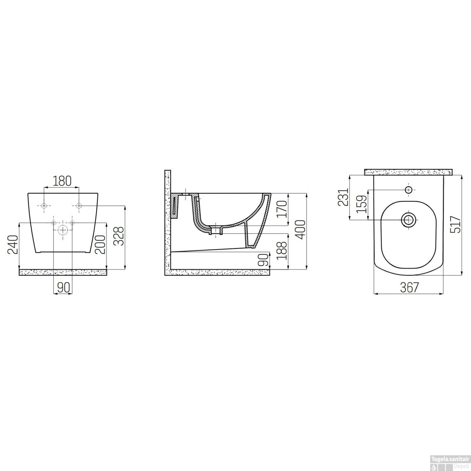 Bidet Boss & Wessing Vidia Keramiek Glanzend Wit (Excl Kraan) 4 Bidet Boss & Wessing Vidia Keramiek Glanzend Wit (Excl Kraan) - Afbeelding 2