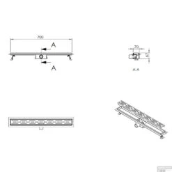BWS Douchegoot Flens Met Uitneembaar Sifon 70x7x6.7cm RVS Mat Zwart -Geberiter Meubels Geschaft bws douchegoot flens met uitneembaar sifon 70x7x6.7cm rvs mat zwart tech
