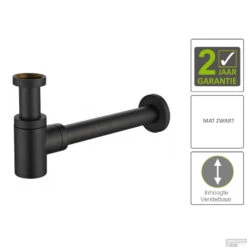 BWS Sifon Star Luxe Laag 5/4" Mat Zwart