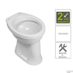 BWS Toiletpot Staand | Vlakspoel | Verhoogd 6 AO | Wit