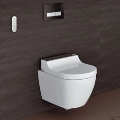 Douche WC Geberit AquaClean Tuma Comfort Compleet Rimfree Geborsteld RVS -Geberiter Meubels Geschaft douche wc geberit tuma comfort sfeer