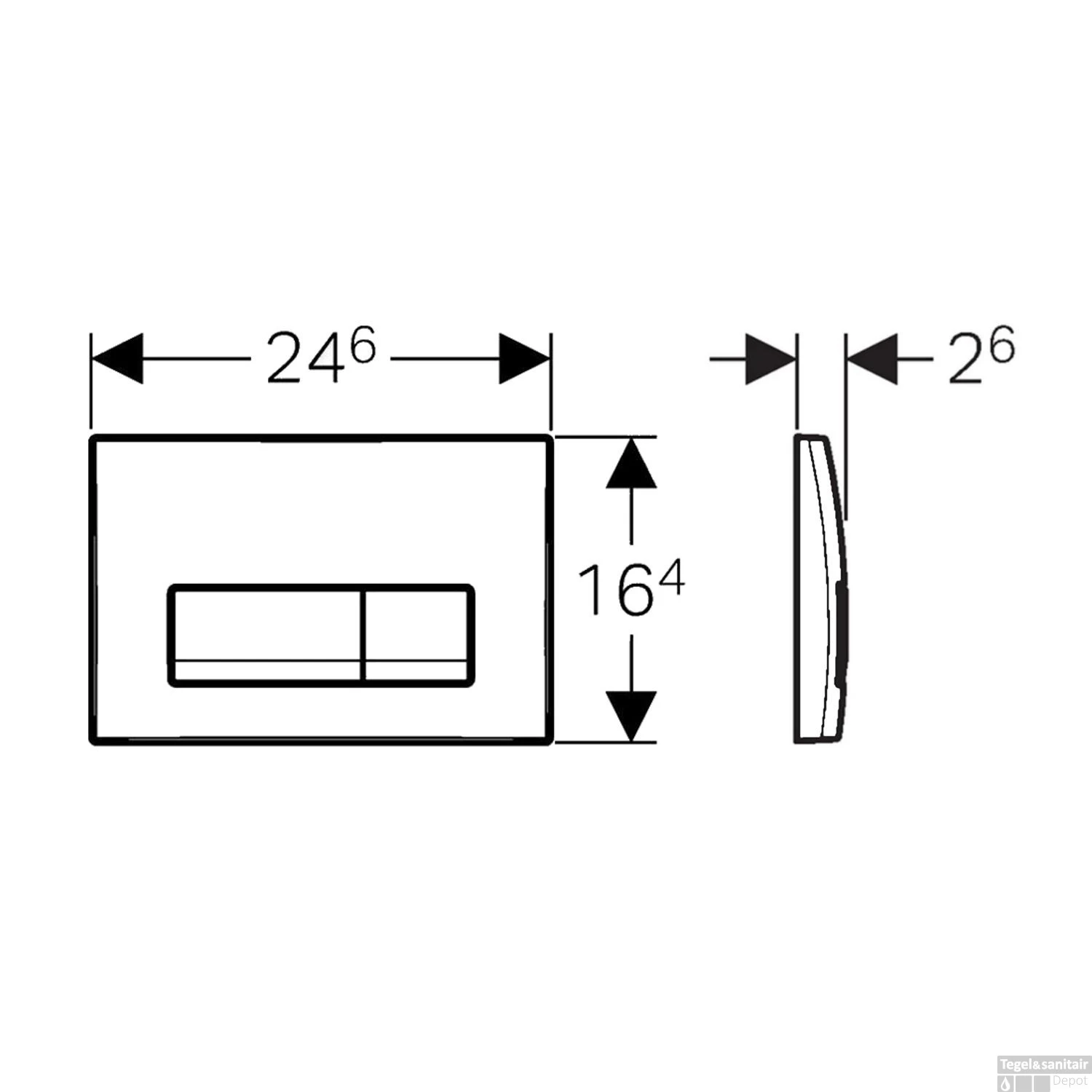Drukplaat Geberit Delta 50 Mechanisch Frontbediening Mat Zwart 4 Drukplaat Geberit Delta 50 Mechanisch Frontbediening Mat Zwart - Afbeelding 2
