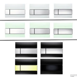 Urinoir Set Salenzi Hung Achterinlaat Mat Zwart Met TECE Square Drukplaat Glas -Geberiter Meubels Geschaft drukplatenoverzicht 1