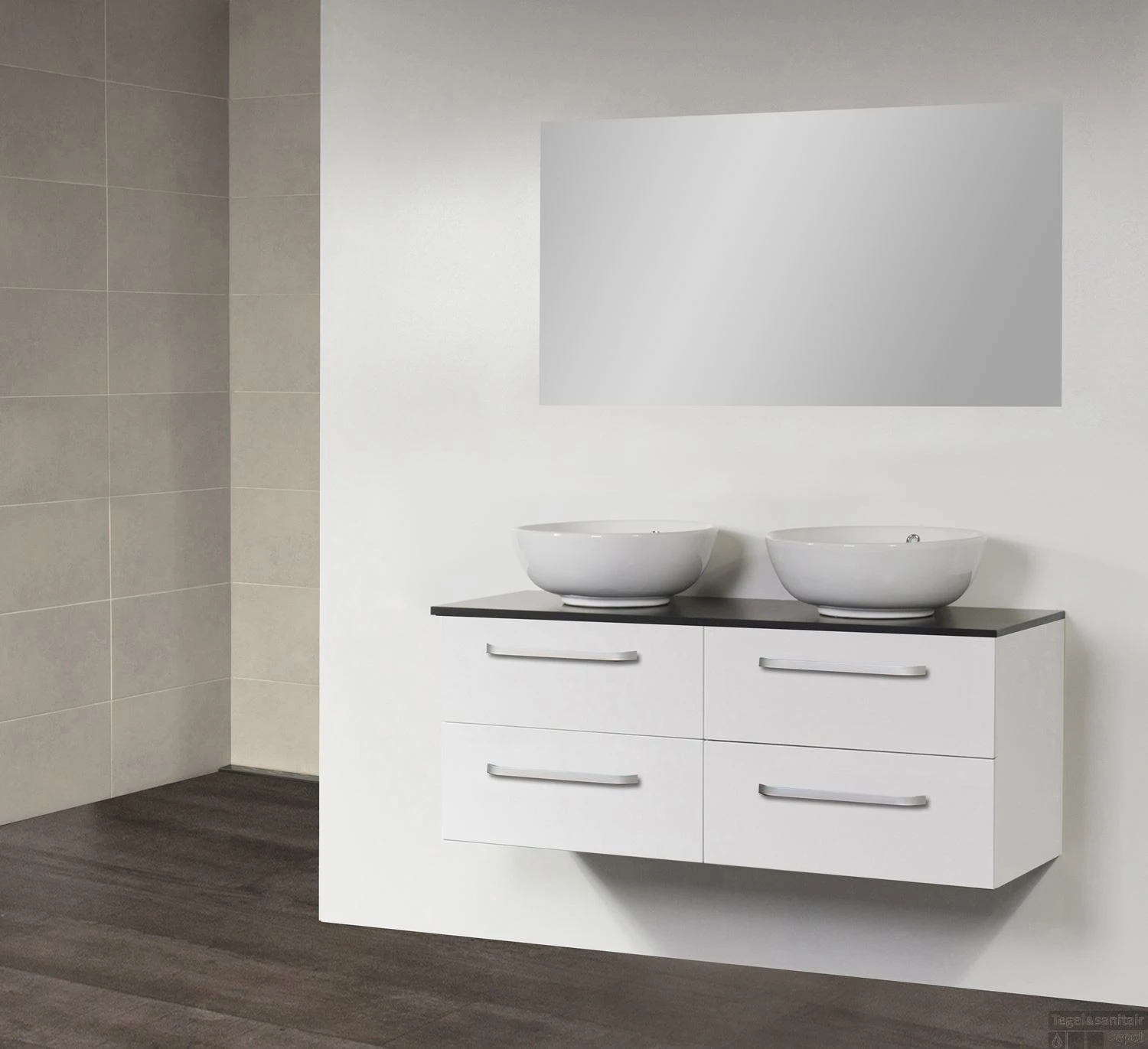 Badkamermeubel Exclusive Corestone Top Plate (4 Lades, 2 Waskommen) 120 Cm Wit 3 Badkamermeubel Exclusive Corestone Top Plate (4 Lades, 2 Waskommen) 120 Cm Wit