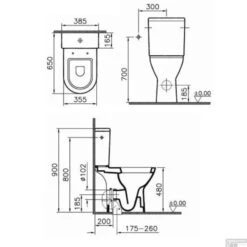 Duoblokpot Boss & Wessing Verhoogd +8cm. Wit Compleet (Inclusief Zitting) -Geberiter Meubels Geschaft duoblokpot verhoogd 8cm wit compleet lijntekening