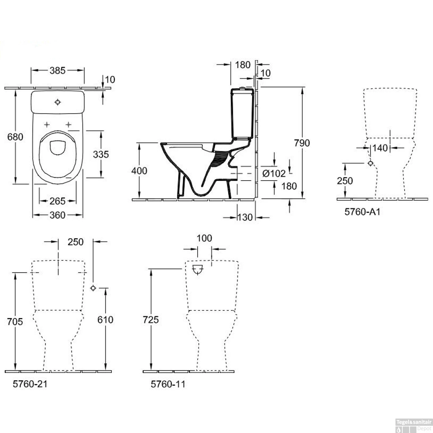 Duoblokreservoir + Binnenwerk Villeroy & Boch O.novo Met Zijaansluiting Links/Rechts Wit 4 Duoblokreservoir + Binnenwerk Villeroy & Boch O.novo Met Zijaansluiting Links/Rechts Wit - Afbeelding 2