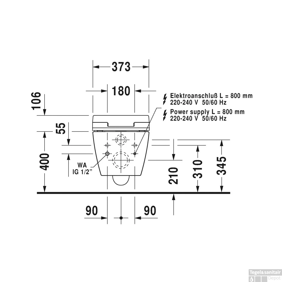 Duravit ME By Starck Wandcloset Diepspoel Voor SensoWash 37.3x57x35.5 Cm Keramiek Glanzend Wit - Afbeelding 6
