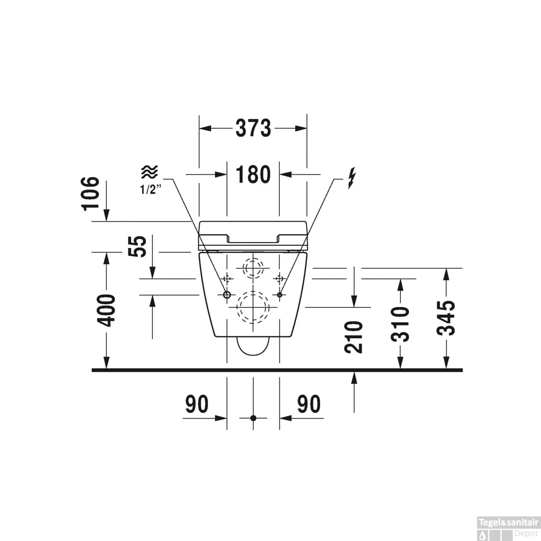 Duravit ME By Starck Wandcloset Diepspoel Voor SensoWash 37.3x57x35.5 Cm Keramiek Glanzend Wit - Afbeelding 3