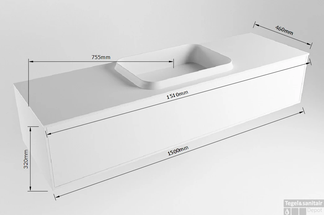Badkamermeubelset Mondiaz Erin 150 Cm Met 1 Lade Met RIDGE Wastafel Midden Urban Zonder Kraangaten Greeploos Mat Clay 9 Badkamermeubelset Mondiaz Erin 150 Cm Met 1 Lade Met RIDGE Wastafel Midden Urban Zonder Kraangaten Greeploos Mat Clay - Afbeelding 7