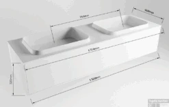 Badkamermeubelset Mondiaz Erin 150 Cm Met 1 Lade Met RIDGE Wastafel Dubbel Urban Met 2 Kraangaten Greeploos Mat Smoke -Geberiter Meubels Geschaft erin 150cm double 11313763177880 1