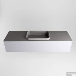 Badkamermeubelset Mondiaz Erin 150 Cm Met 1 Lade Met RIDGE Wastafel Midden Dark Grey Met 1 Kraangat Greeploos Mat Cale -Geberiter Meubels Geschaft erin cale ridge dark grey google 3 0016