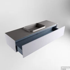 Badkamermeubelset Mondiaz Erin 150 Cm Met 1 Lade Met RIDGE Wastafel Midden Dark Grey Met 1 Kraangat Greeploos Mat Cale -Geberiter Meubels Geschaft erin cale ridge dark grey google 5 0016