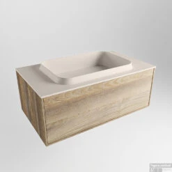 Badkamermeubelset Mondiaz Erin 80 Cm Met 1 Lade Met RIDGE Wastafel Midden Linen Met 1 Kraangat Greeploos Mat Dark Brown Grey -Geberiter Meubels Geschaft erin dark brown grey ridge linen google 1 0003