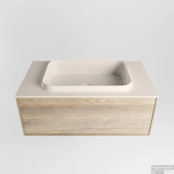 Badkamermeubelset Mondiaz Erin 80 Cm Met 1 Lade Met RIDGE Wastafel Midden Linen Met 1 Kraangat Greeploos Mat Dark Brown Grey -Geberiter Meubels Geschaft erin dark brown grey ridge linen google 3 0003