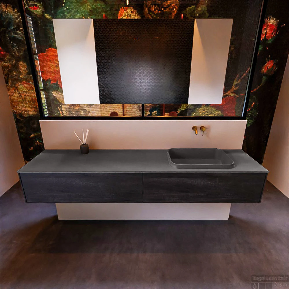 Badkamermeubelset Mondiaz Erin 200 Cm Met 2 Lades Met RIDGE Wastafel Rechts Dark Grey Zonder Kraangaten Greeploos Mat Dark Brown 3 Badkamermeubelset Mondiaz Erin 200 Cm Met 2 Lades Met RIDGE Wastafel Rechts Dark Grey Zonder Kraangaten Greeploos Mat Dark Brown