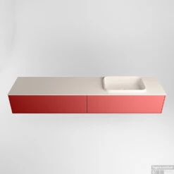 Badkamermeubelset Mondiaz Erin 200 Cm Met 2 Lades Met RIDGE Wastafel Rechts Linen Met 1 Kraangat Greeploos Mat Fire -Geberiter Meubels Geschaft erin fire ridge linen google 3 0032