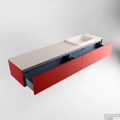 Badkamermeubelset Mondiaz Erin 200 Cm Met 2 Lades Met RIDGE Wastafel Rechts Linen Met 1 Kraangat Greeploos Mat Fire -Geberiter Meubels Geschaft erin fire ridge linen google 5 0032