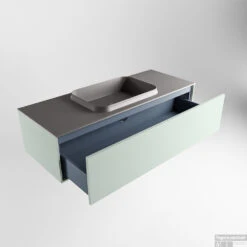 Badkamermeubelset Mondiaz Erin 120 Cm Met 1 Lade Met RIDGE Wastafel Midden Dark Grey Met 1 Kraangat Greeploos Mat Greey -Geberiter Meubels Geschaft erin greey ridge dark grey google 5 0009