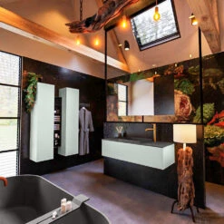 Badkamermeubelset Mondiaz Erin 120 Cm Met 1 Lade Met RIDGE Wastafel Midden Dark Grey Met 1 Kraangat Greeploos Mat Greey -Geberiter Meubels Geschaft erin greey ridge dark grey side 0009