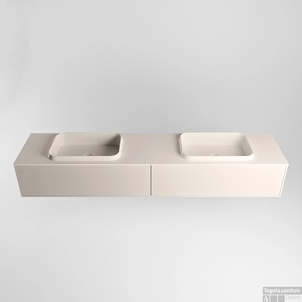 Badkamermeubelset Mondiaz Erin 200 Cm Met 2 Lades Met RIDGE Wastafel Dubbel Linen Zonder Kraangaten Greeploos Mat Linen 8 Badkamermeubelset Mondiaz Erin 200 Cm Met 2 Lades Met RIDGE Wastafel Dubbel Linen Zonder Kraangaten Greeploos Mat Linen - Afbeelding 6