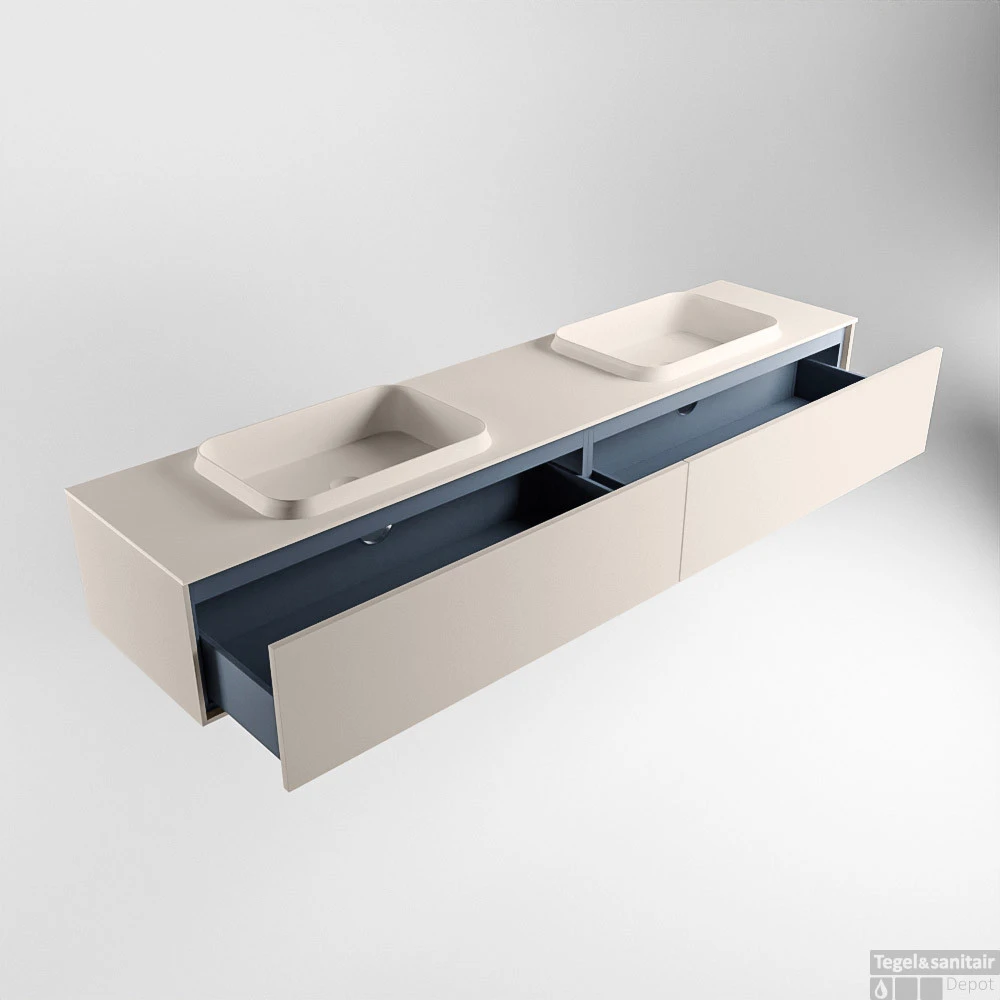 Badkamermeubelset Mondiaz Erin 200 Cm Met 2 Lades Met RIDGE Wastafel Dubbel Linen Zonder Kraangaten Greeploos Mat Linen 7 Badkamermeubelset Mondiaz Erin 200 Cm Met 2 Lades Met RIDGE Wastafel Dubbel Linen Zonder Kraangaten Greeploos Mat Linen - Afbeelding 5