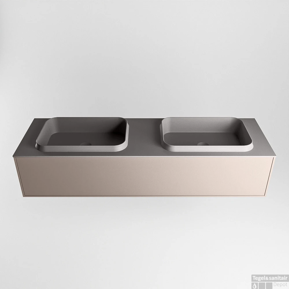 Badkamermeubelset Mondiaz Erin 150 Cm Met 1 Lade Met RIDGE Wastafel Dubbel Dark Grey Met 2 Kraangaten Greeploos Mat Smoke 8 Badkamermeubelset Mondiaz Erin 150 Cm Met 1 Lade Met RIDGE Wastafel Dubbel Dark Grey Met 2 Kraangaten Greeploos Mat Smoke - Afbeelding 6