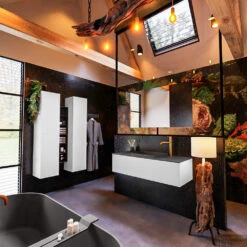 Badkamermeubelset Mondiaz Erin 120 Cm Met 1 Lade Met RIDGE Wastafel Midden Dark Grey Met 1 Kraangat Greeploos Mat Talc -Geberiter Meubels Geschaft erin talc ridge dark grey side 0009