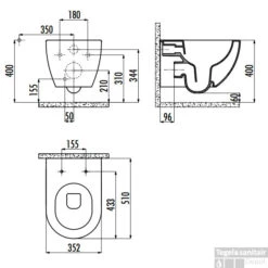 Wandcloset Boss & Wessing Freedom Randloos Met Bidet Glans Wit (Excl. Zitting) -Geberiter Meubels Geschaft fe tech f