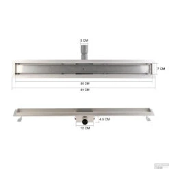 Mat Zwarte RVS Douchegoot Flens Met Uitneembaar Sifon 80x7cm 6,7cm Diep MAT ZWART ROOSTER -Geberiter Meubels Geschaft flens design rooster 80cm mat zwart tech