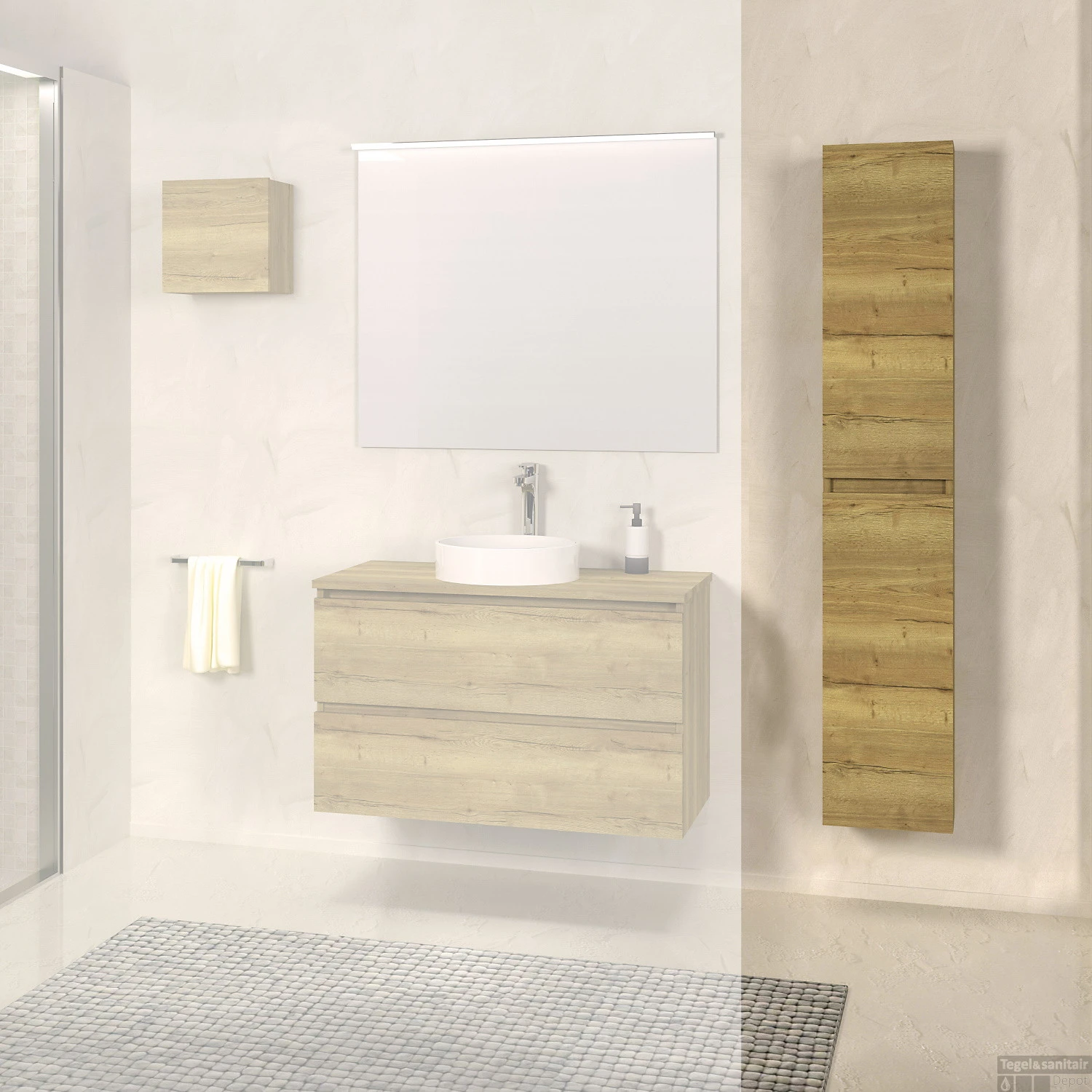 Kolomkast Boss & Wessing Badmeubel 160x40x35 Cm Nato 3 Kolomkast Boss & Wessing Badmeubel 160x40x35 Cm Nato