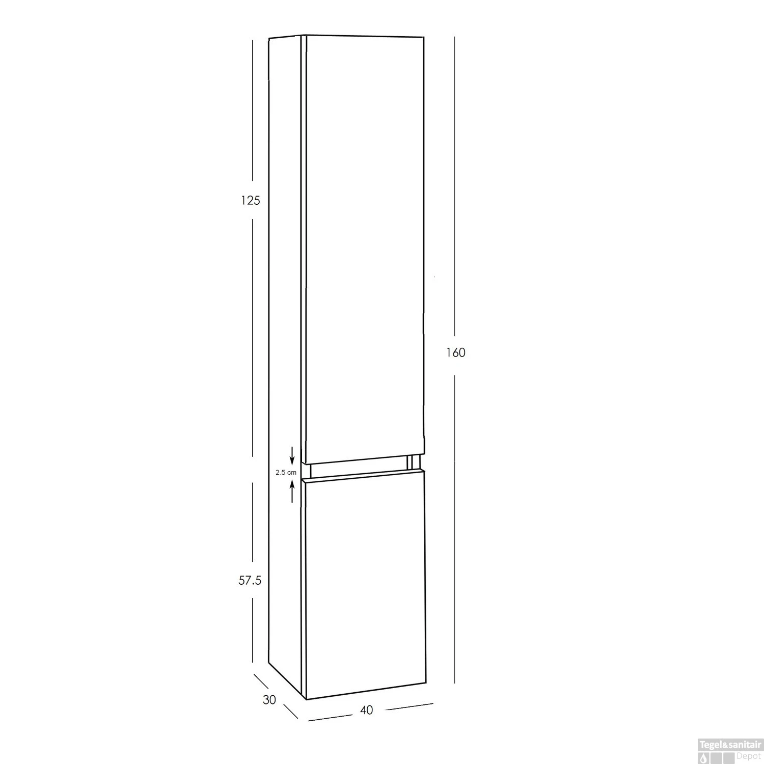 Kolomkast Boss & Wessing Badmeubel 160x40x35 Cm Nato 4 Kolomkast Boss & Wessing Badmeubel 160x40x35 Cm Nato - Afbeelding 2