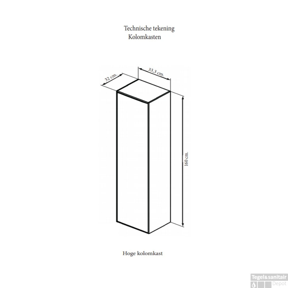 Kolomkast Sanicare Q4/Q15 1 Soft-Closing Deur 160x33,5x32 Cm Schots-Eiken - Afbeelding 4