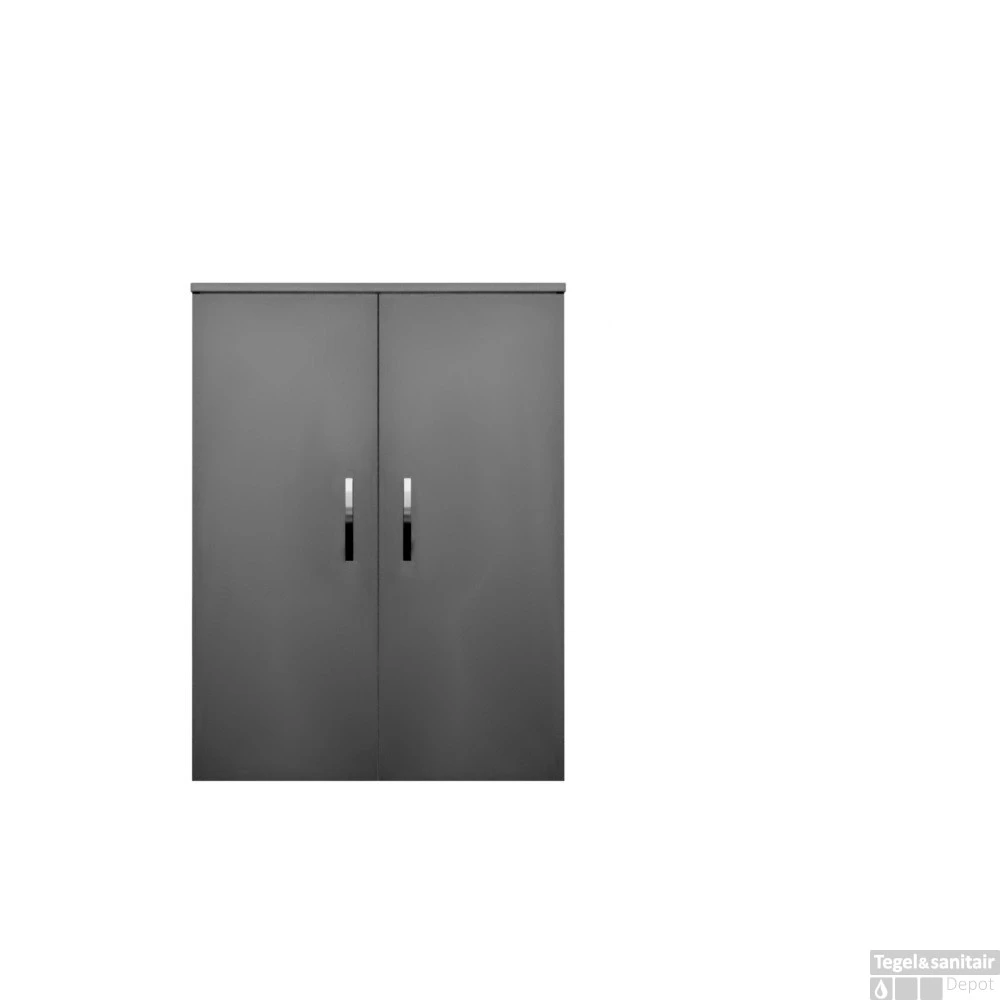 Kolomkast Sanicare Q1/Q12/Q17 2-Deurs Soft-Closing Chromen Greep 90x67x32 Cm Grey-Wood - Afbeelding 3