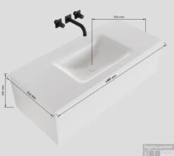 MONDIAZ LAGOM 140 Badmeubel Solid Surface Urban 1 Lade CLOUD Midden 1 Kraangat -Geberiter Meubels Geschaft lagom 140cm center 18151262584656