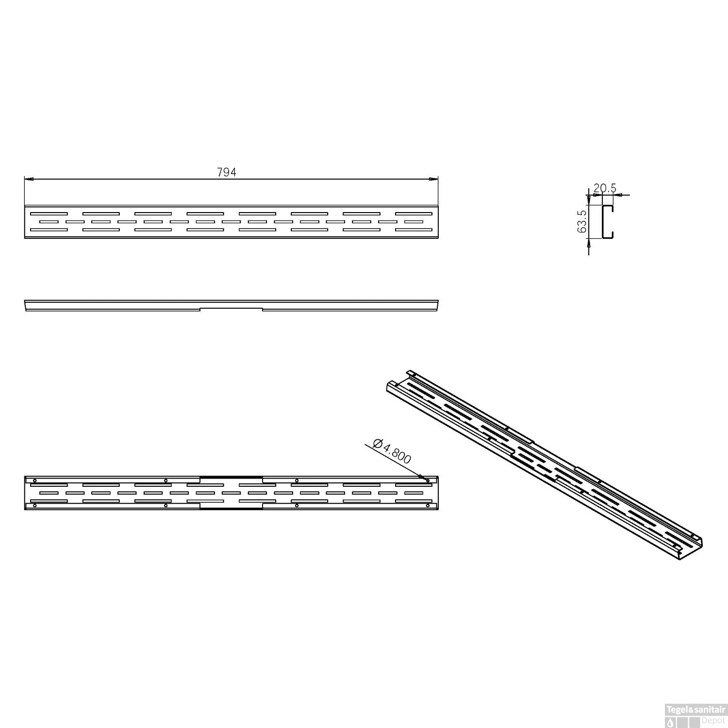 Los Standaard Rooster Wiesbaden Tbv 3e Gen Douchegoot 80cm Mat Zwart - Afbeelding 2
