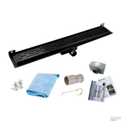 Mat Zwarte RVS Douchegoot Muurflens Met Uitneembaar Sifon Mat Zwart (alle Maten) -Geberiter Meubels Geschaft muur design rooster mat zwart shop 5