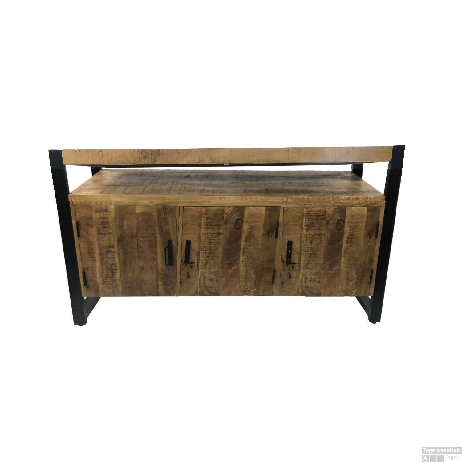 Onderkast Boss & Wessing Mango Wood 135x45x90 Cm Met Mat Zwart Metaal 3 Onderkast Boss & Wessing Mango Wood 135x45x90 Cm Met Mat Zwart Metaal