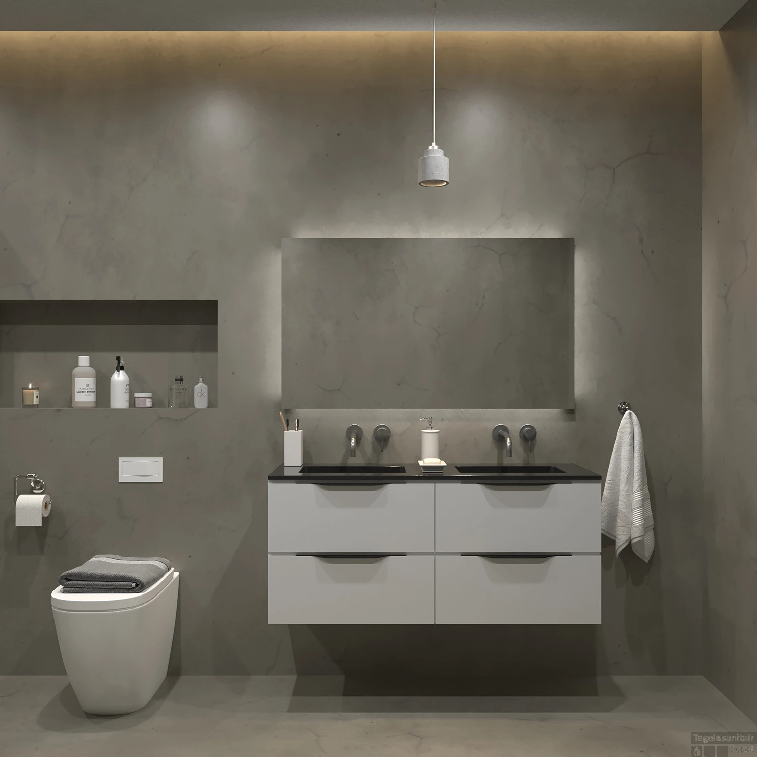 Badkamermeubelset Gliss Design Hera Mat Zwart 120cm 2 Laden Mat Wit (Keuze Wastafel) 5 Badkamermeubelset Gliss Design Hera Mat Zwart 120cm 2 Laden Mat Wit (Keuze Wastafel) - Afbeelding 3